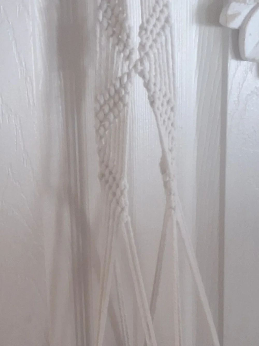 Handmade Cream Macramé Wall Hook — Boho Plant Hanger Accent
